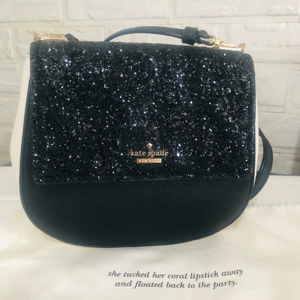 kate spade Black, White and Gold Glitter Crossbody Bag